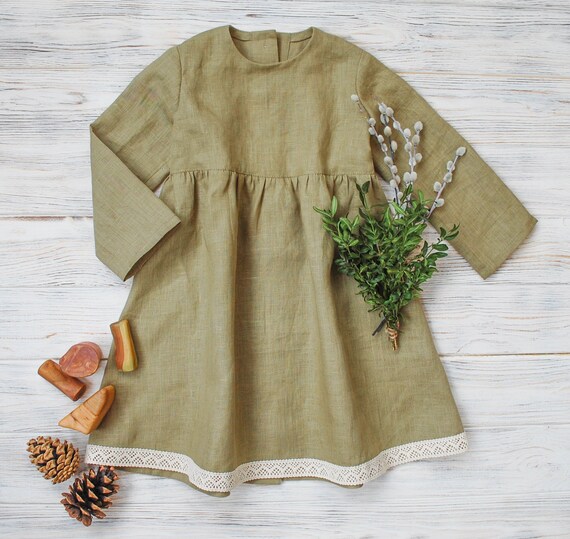 olive green kids dress