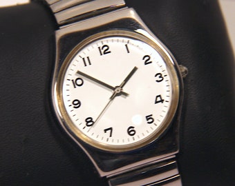 Vintage Buren Watch Silver Tone Cream Dial Arabic Numerals Expansion Band Tested Vintage Buren Watch Silver Tone Cream Dial Arabic Numerals  main image 3