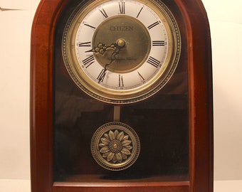 Rare Vintage Citizen Mantel Pendulum Swinging Quartz Battery