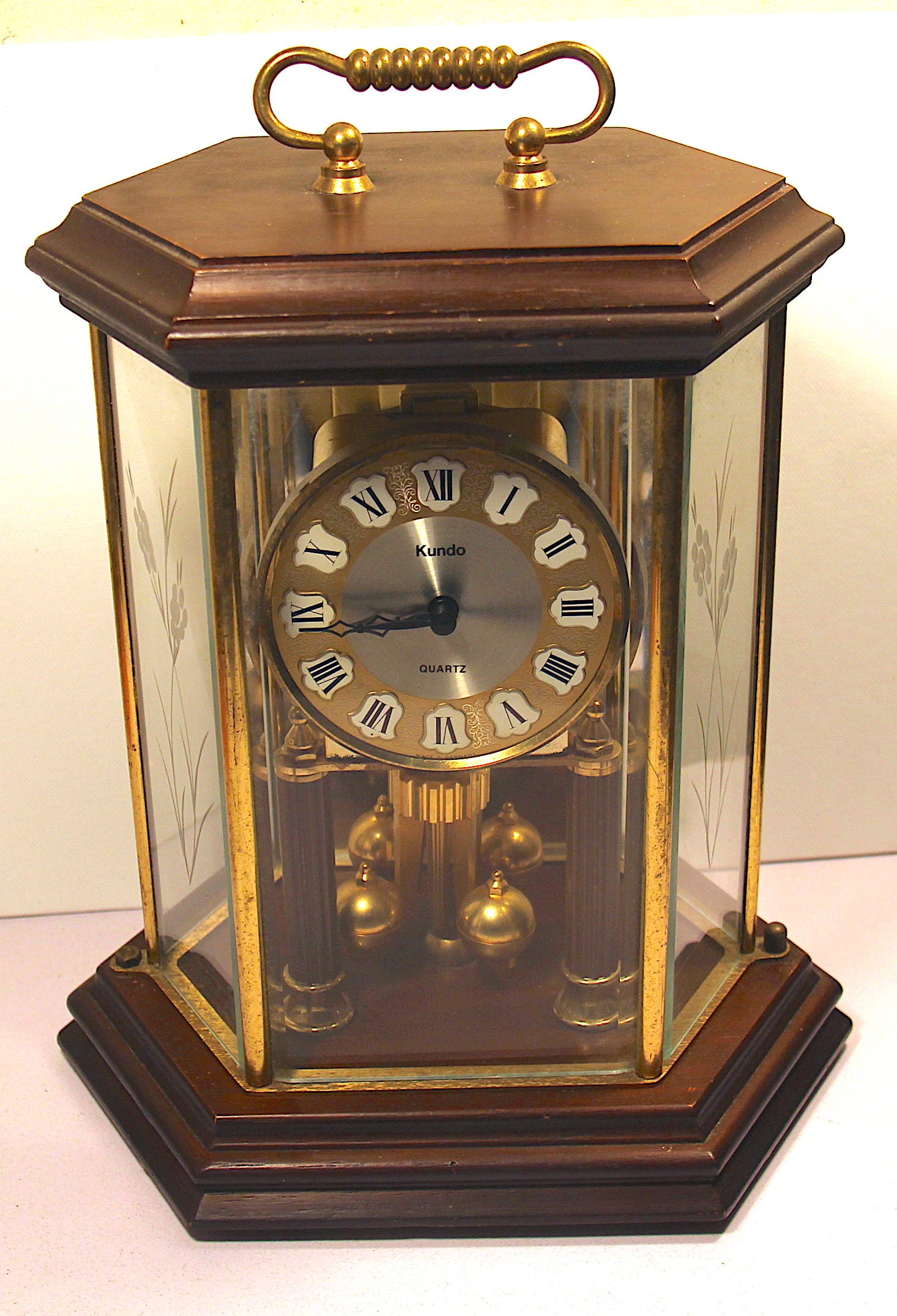 Rare Vintage Kundo Quartz Anniversary Carriage Clock Octagonal Battery