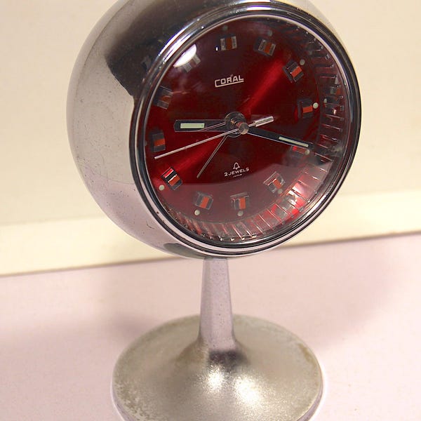 Coral Space Age Uhr Coral Tulip c.1970, hergestellt in Japan