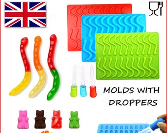 Snakes Worms And Gummy Bears Silicone Mold Chocolate Molds Jelly Mould Ice Tray