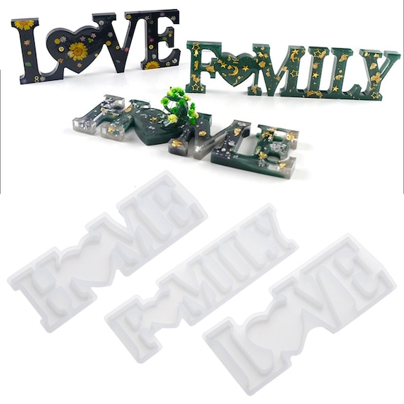 3D Epoxidharz Silikonformen – Set „Love Home Family“ Für DIY Deko, Tischschilder & Geschenke (ca. 21–26 Cm)