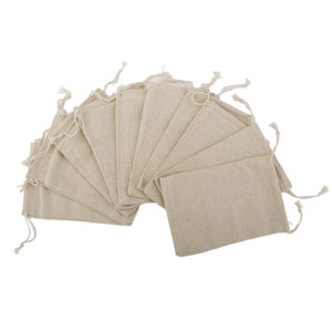 Lot de 10 sacs-cadeaux en lin, jute et cordon de serrage pour accessoires de mariage