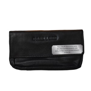 Personalised Fully Lined Black Genuine Leather Tobacco Pouch image 3