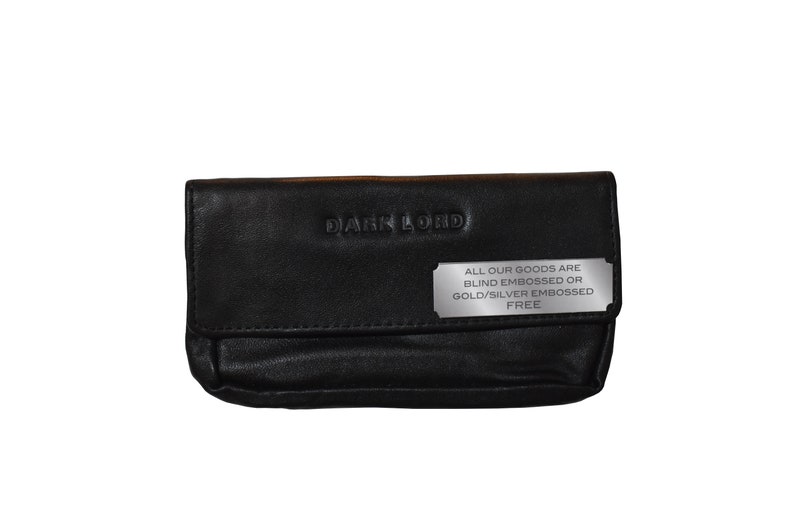 Personalised Fully Lined Black Genuine Leather Tobacco Pouch image 3