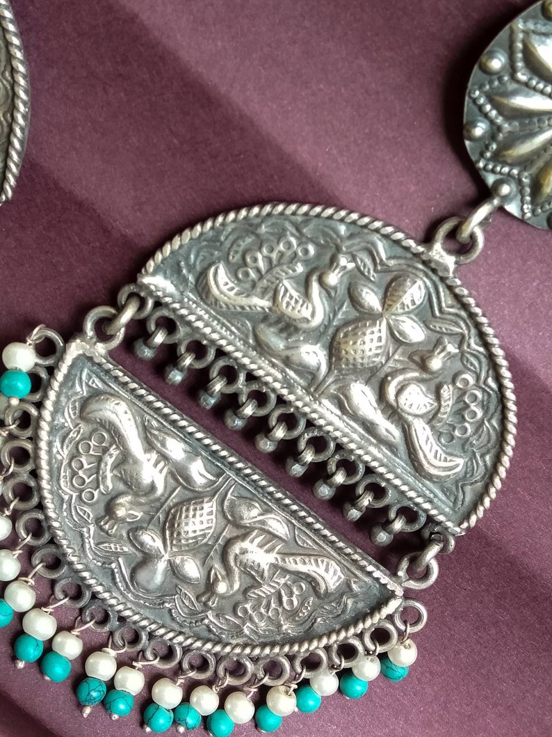 Tribal Style Silver Earring/ Rajasthani Design Earrings/ Etsy