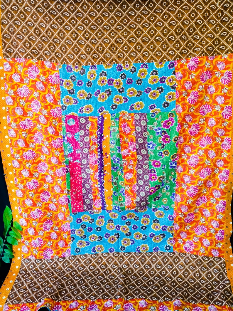 Pakistani Kantha Vintage Quilt/ Silk Quilt/ Hand Stitched Warm Etsy