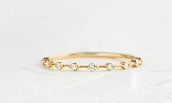 22k Solid Yellow Gold Round Stone Band/thin 22k Gold Ring Stopper/22k  Stacking Ring/916 Stamped/wedding Solid Gold Band/22k Gold Vine Band -   Israel