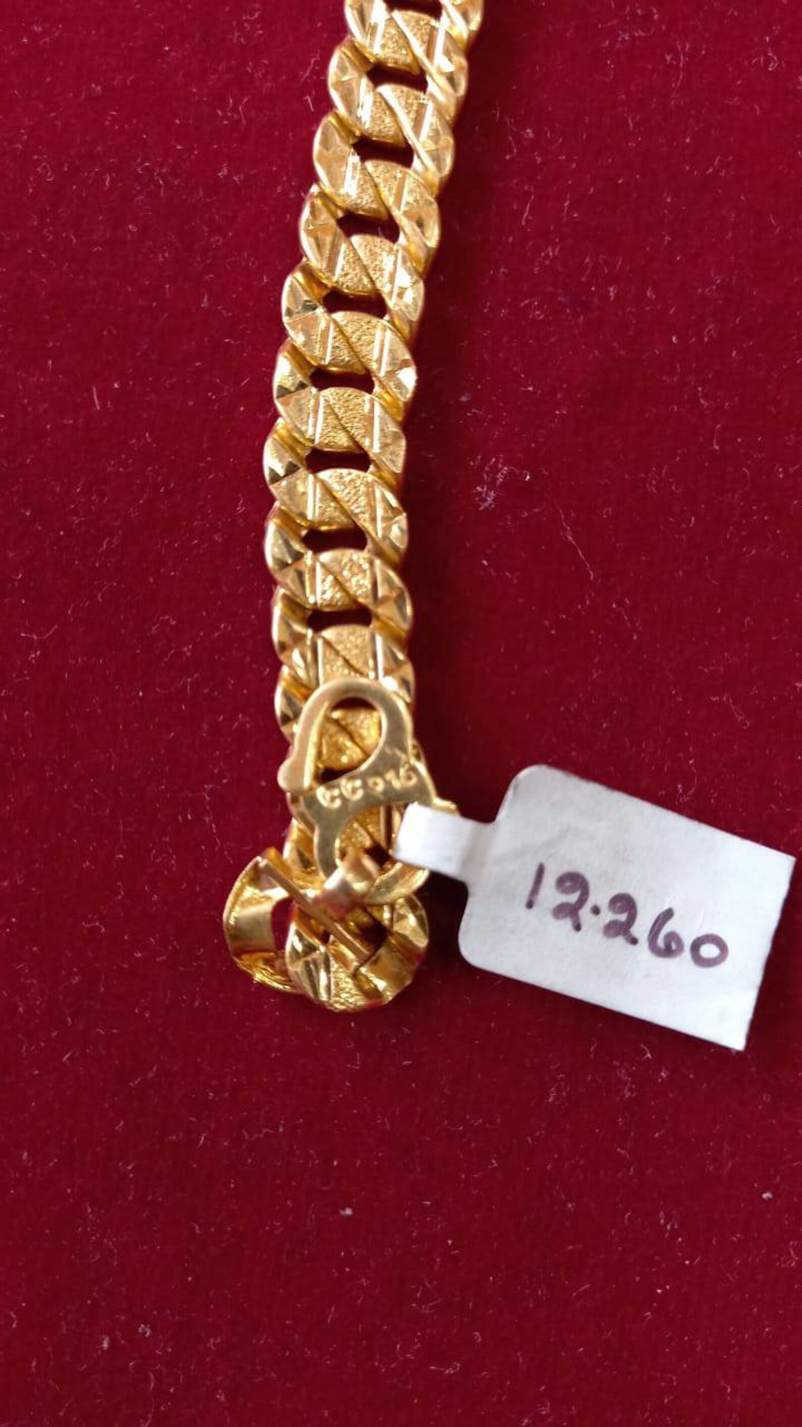 22K Gold Bracelet/men Bracelet/link Chain Bracelet/curb Chain Bracelet