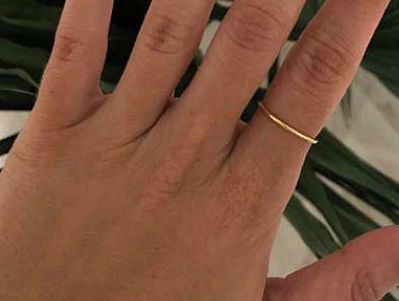 18k-24k Solid Yellow Gold Round Ring/ Thin 24k Gold Ring Stopper