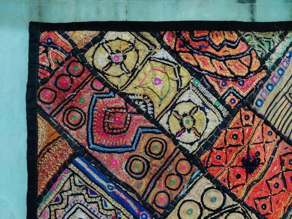 Vintage Antique Ethnic Pakistan Mirror Metallic Zari Work Hand Etsy