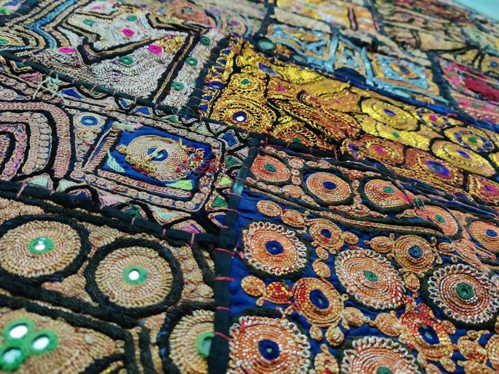 Vintage Antique Ethnic Pakistan Mirror Metallic Zari Work Hand Etsy