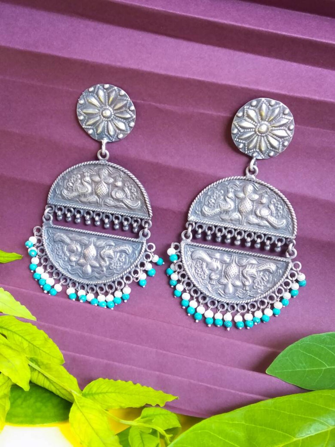 Tribal Style Silver Earring/ Rajasthani Design Earrings/ Etsy