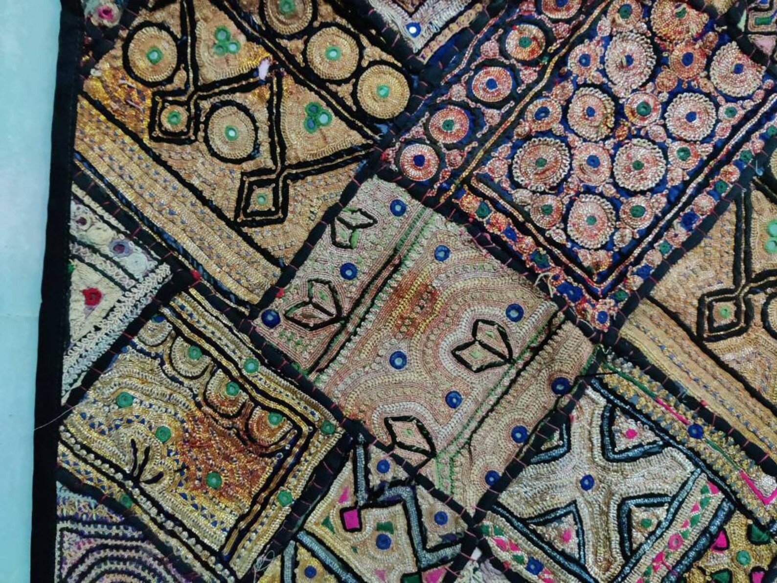 Vintage Antique Ethnic Pakistan Mirror Metallic Zari Work Hand Etsy