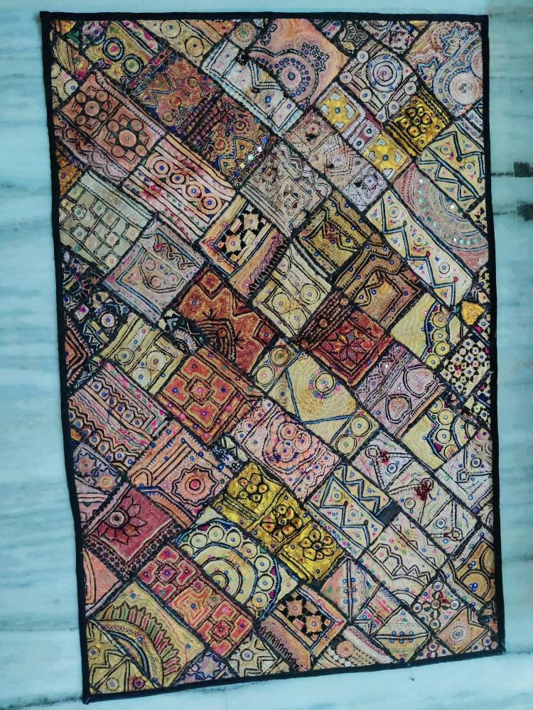 Vintage Antique Ethnic Pakistan Mirror Metallic Zari Work Etsy