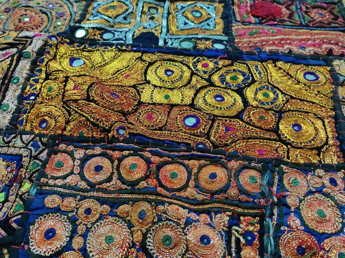 Vintage Antique Ethnic Pakistan Mirror Metallic Zari Work Hand Etsy