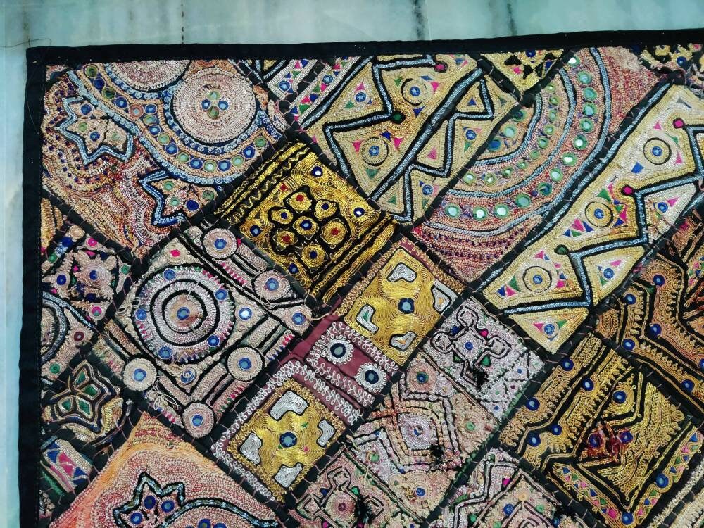 Vintage Antique Ethnic Pakistan Mirror Metallic Zari Work Etsy