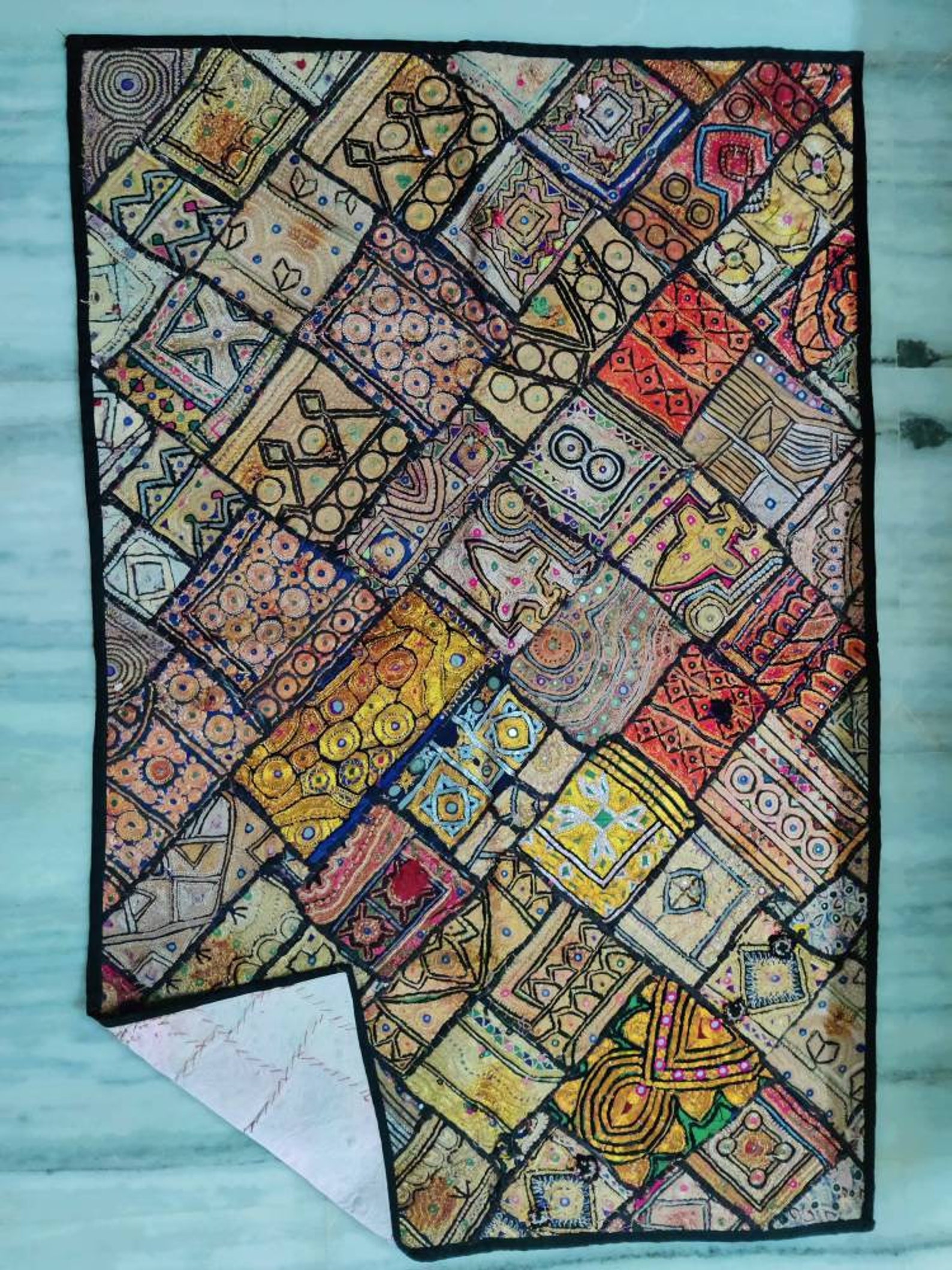 Vintage Antique Ethnic Pakistan Mirror Metallic Zari Work Hand Etsy