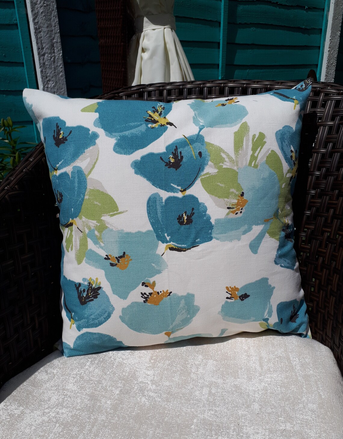 Blue Floral Cushion Cover Blue Cushion Floral Throw Pillow Etsy