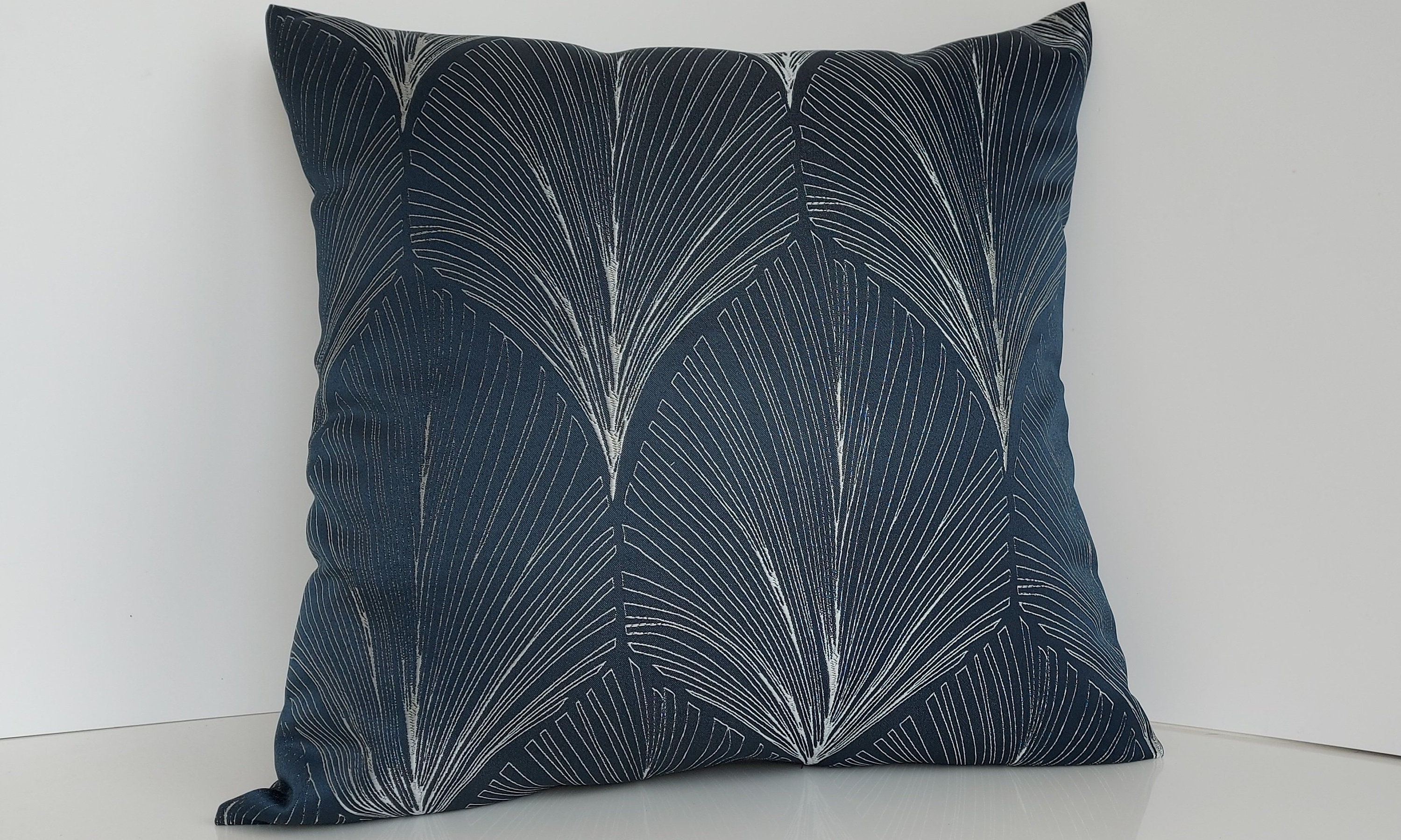 Blue Art Deco Design Cushion Cover Blue Art Deco Design Etsy