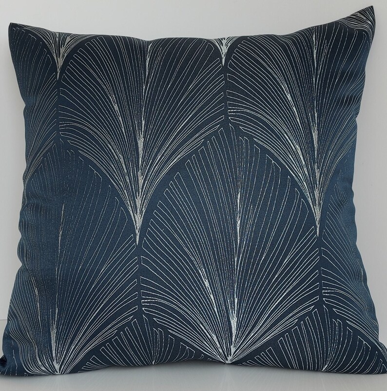Blue Art Deco Design Cushion Cover Blue Art Deco Design Etsy