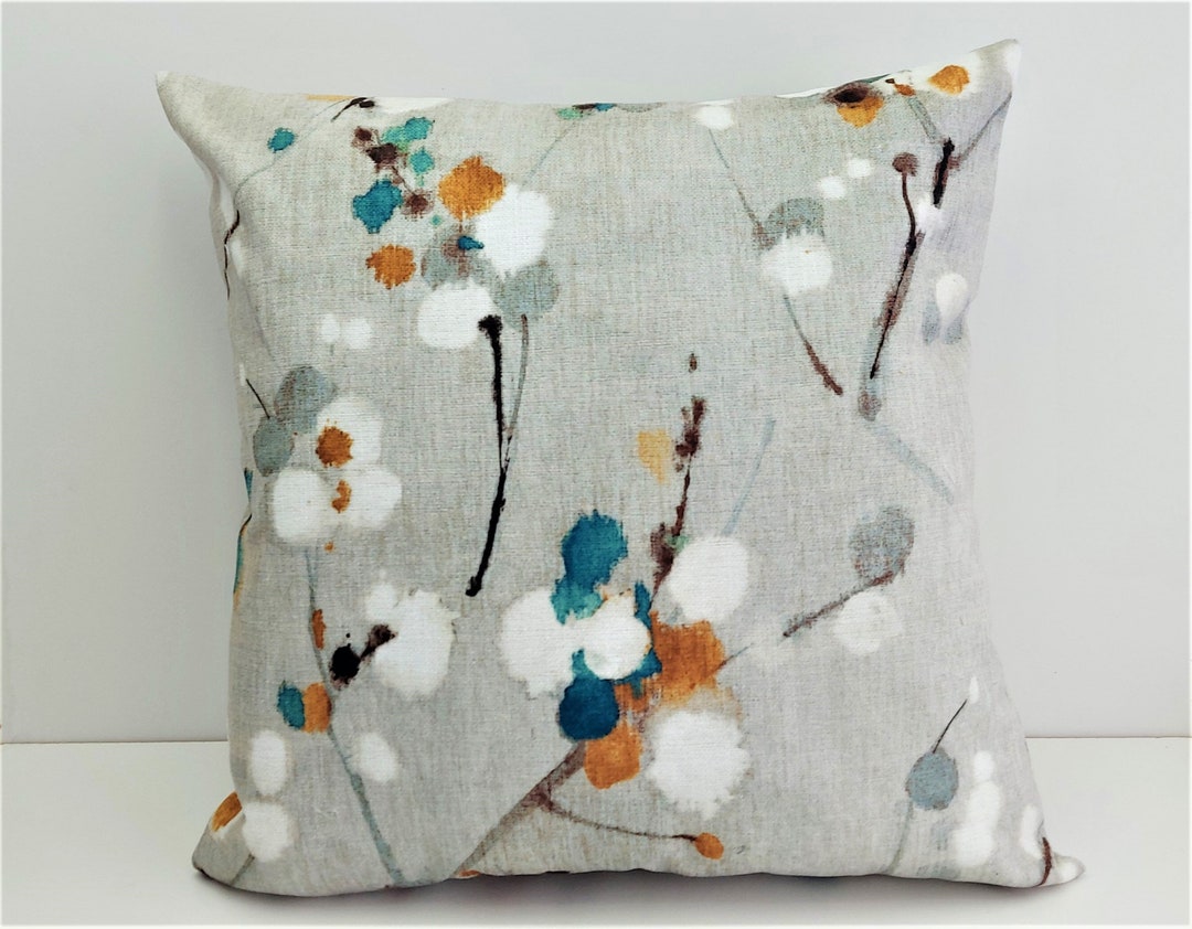 Housse De Coussin Floral Gris, Oreiller Floral Gris, Oreiller Décoratif