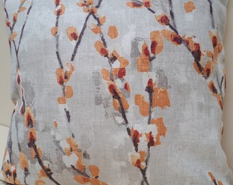Orange Cushions, Floral Cushions, Orange Cushion Cover, Floral Designer Cushion Cover, Orange Throw Pillow, Designer Fabric, Stylish, Couch