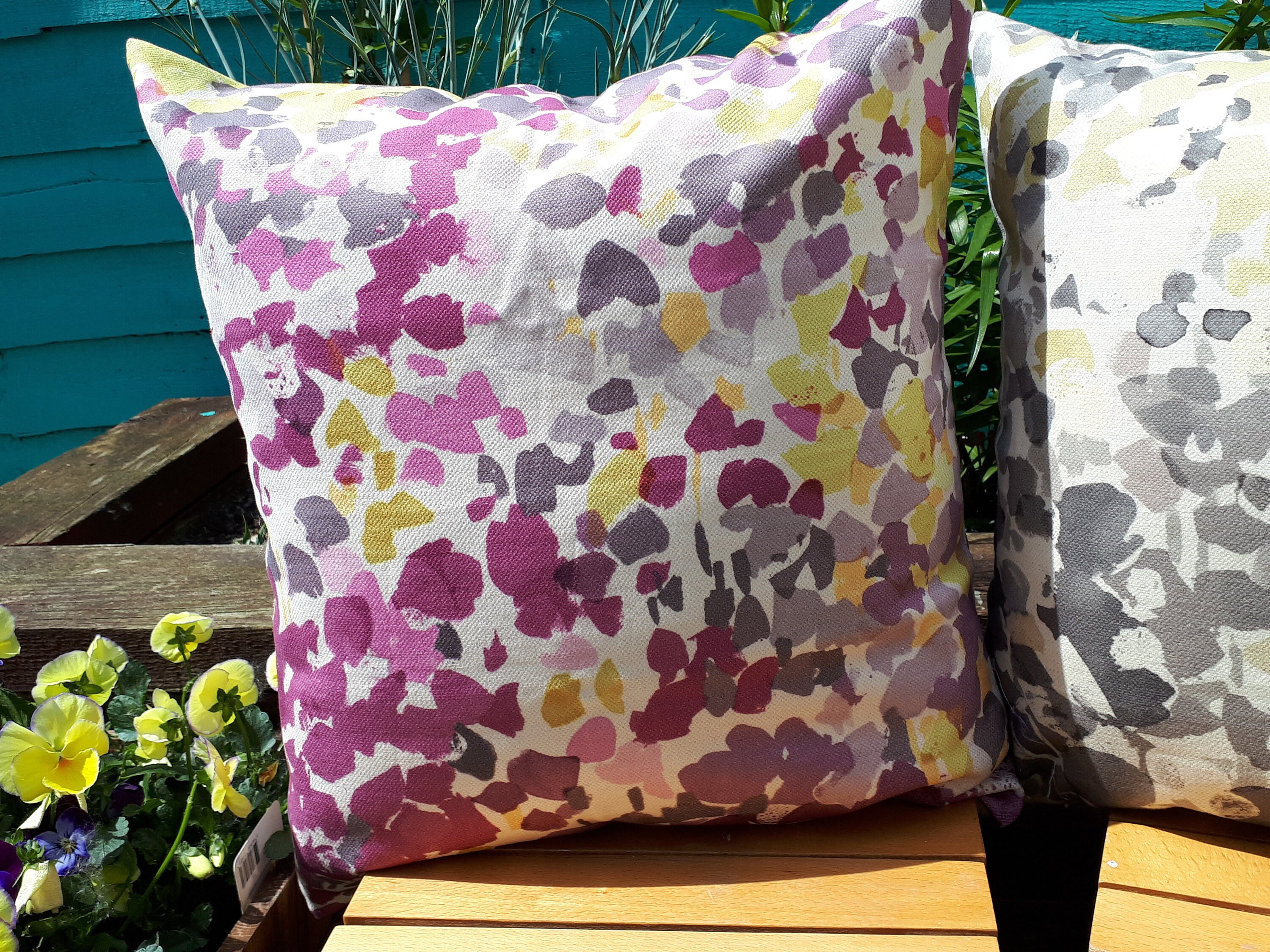 Purple/Yellow Abstract Cushion Cover Purple Throw Pillow Etsy