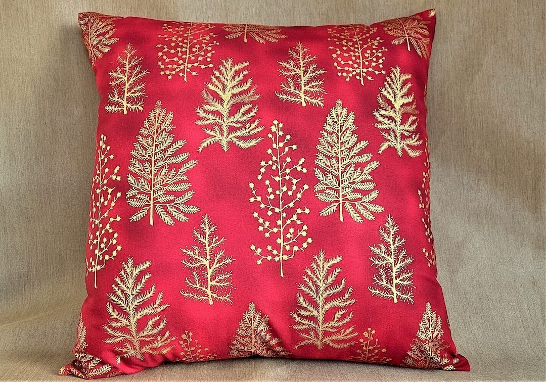 Red Christmas Cushion Cover, Red Christmas Throw Pillow, Red Christmas