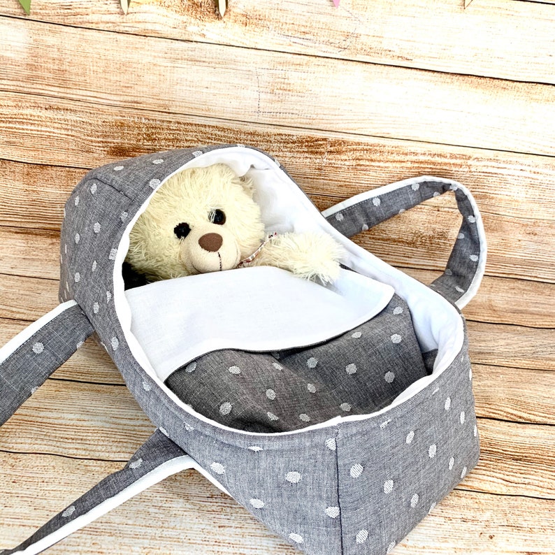 Baby Doll Basket Gray Medium Doll Bed Baby Doll Carrier Doll Etsy