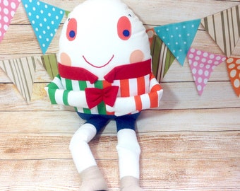 Humpty Dumpty Soft Toy, Hand-Embroidered Egg Doll, Nursery Rhyme Story Book Plush