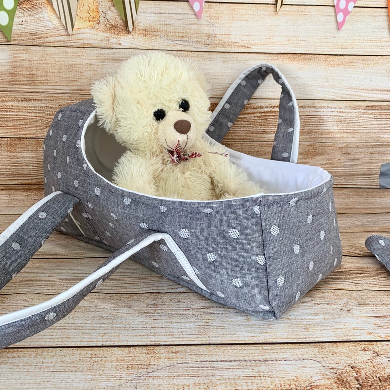 Baby Doll Basket Gray Medium Doll Bed Baby Doll Carrier Doll Etsy