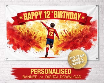 Personalized Spain Birthday Banner | Football Birthday Banner | Custom Birthday Banner | Custom Name Banner | Birthday Backdrop | Birthday