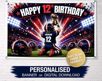 Personalisierte Fußball Geburtstagsbanner | Benutzerdefinierte Hintergrund | Personalisierte Banner | Benutzerdefinierte Geburtstagsbanner | Alles Gute zum Geburtstag Banner
