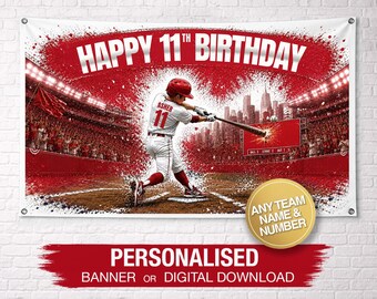 Personalized Baseball Birthday Banner | Santa Louis Cardinals Birthday Banner | Custom Birthday Banner, Custom Name Banner | The Cards Party