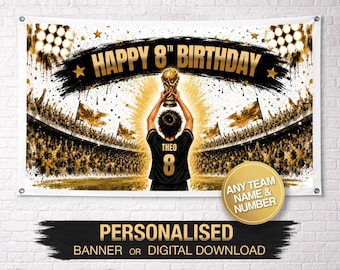Personalisierte Fußball-Geburtstags-Kulisse | Fußball-Geburtstagsbanner | Benutzerdefinierte Geburtstagsbanner | Benutzerdefinierte Name Banner | Geburtstag Kulisse