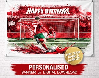 Personalized Portugal Birthday Banner | Football Birthday Banner | Custom Birthday Banner | Custom Name Banner  Birthday Backdrop | Portugal