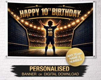 Personalisierte Geburtstagsbanner | Fußball-Geburtstagsbanner | Benutzerdefinierte Geburtstagsbanner | Benutzerdefinierte Name Banner | Geburtstags-Party-Dekoration | Fußball