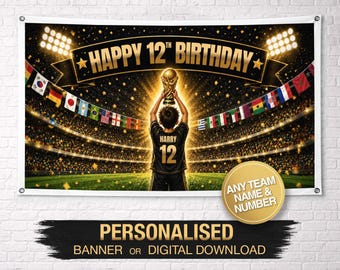Personalized Soccer Birthday Banner | Football Birthday Banner | Custom Birthday Banner | Custom Name Banner | Birthday Backdrop | Birthday
