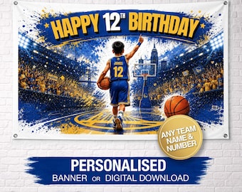 Personalisierte Basketball Geburtstagsbanner | Golden State warriors Geburtstagsbanner | Benutzerdefinierte Geburtstagsbanner | Benutzerdefinierte Name Banner | Dubs Banner