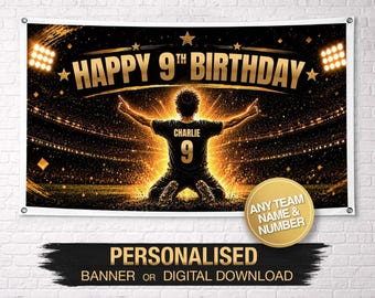 Personalisierte Geburtstagsbanner | Fußball-Geburtstagsbanner | Benutzerdefinierte Geburtstagsbanner | Benutzerdefinierte Name Banner | Geburtstags-Party-Dekoration | Fußball