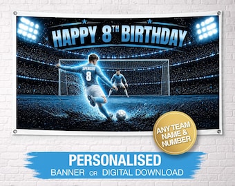Personalized Manchester City Birthday Banner | Football Birthday Banner | Custom Birthday Banner | Custom Name Banner | City Birthday Party
