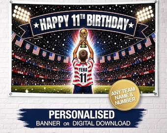 Personalized USA Birthday Banner | Football Birthday Banner | Custom Birthday Banner | Custom Name Banner | Birthday Backdrop | USA Birthday