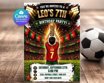 Football Birthday Invitation | Soccer Birthday Invitation | Birthday Invitation Template | Kids Birthday Invitation, Editable Canva Template