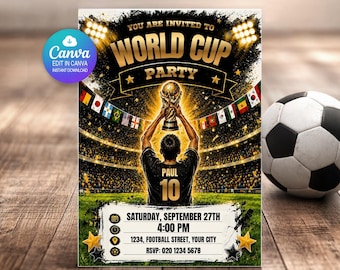 World Cup Party Invitation Editable Canva Template | FIFA Soccer Watch Party Invite Adults Kids | Digital Download Instant