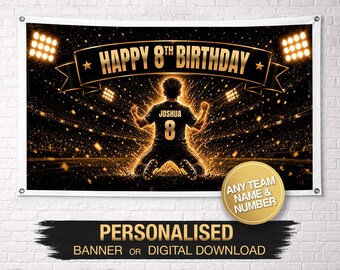 Personalisierte Geburtstagsbanner | Fußball-Geburtstagsbanner | Benutzerdefinierte Geburtstagsbanner | Benutzerdefinierte Name Banner | Geburtstags-Party-Dekoration | Fußball