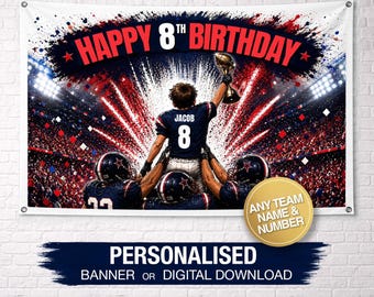 Personalisierte Fußball Geburtstagsbanner | Benutzerdefinierte Hintergrund | Personalisierte Banner | Benutzerdefinierte Geburtstagsbanner | Alles Gute zum Geburtstag Banner