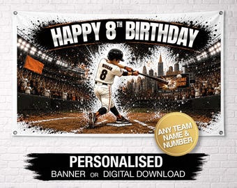 Personalized Baseball Birthday Banner | San Francisco Giants Birthday Banner | Custom Birthday Banner | Custom Name Banner | Giants Birthday