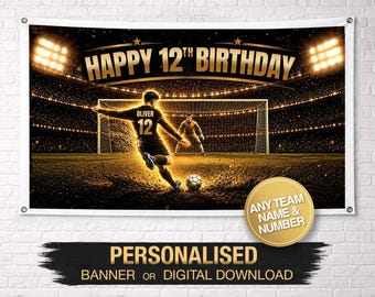 Personalisierte Geburtstagsbanner | Fußball-Geburtstagsbanner | Benutzerdefinierte Geburtstagsbanner | Benutzerdefinierte Name Banner | Geburtstags-Party-Dekoration | Fußball